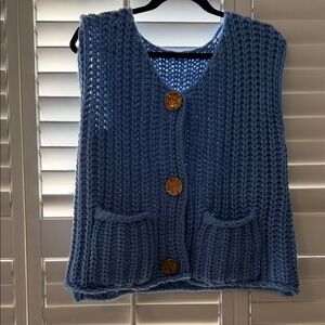Blue Knit Sweater Vest